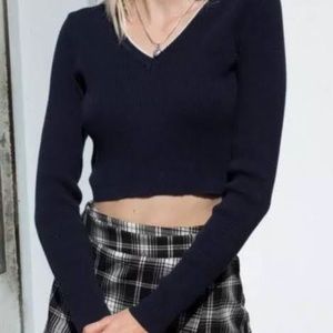 Brandy Melville Navy Blue Cropped Sweater
